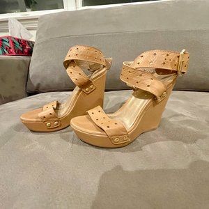 Stuart Weitzman Nude Wedge Sandal